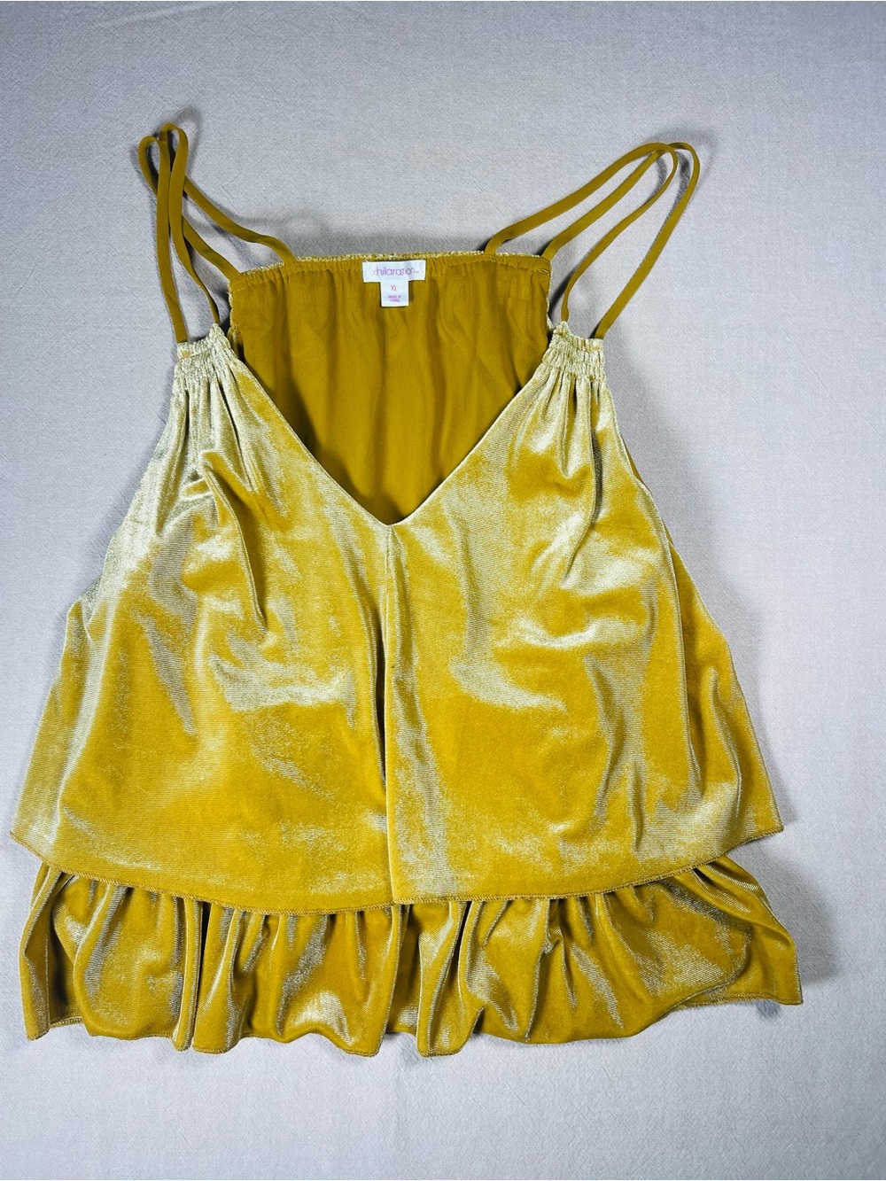 Xhilaration Velvet Ruffle Cami in Mustard Yellow